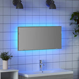 Specchio con luci a strisce a LED Grigio sonoma alto 80 x 37 cm