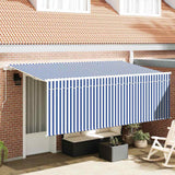 Tenda Retrattile Rigato Blu 350 x 200 cm Tessuto