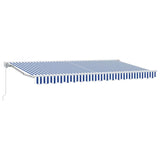 Tenda Retrattile Blu e Bianco 400 x 200 cm Poliestere e Metallo