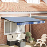 Tenda Retrattile Blu e Bianco 350x250 cm Tessuto