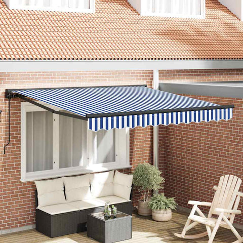 Tenda Retrattile Blu e Bianco 350x250 cm Tessuto