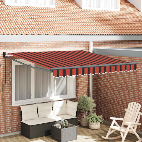 Tenda da Sole Rosso e nero 3,5 x 2,5 m Poliestere e metallo