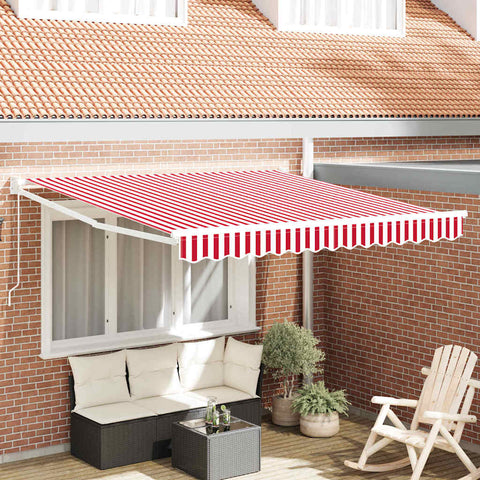 Tenda Retrattile Rosso e bianco 350 x 250 cm Tessuto