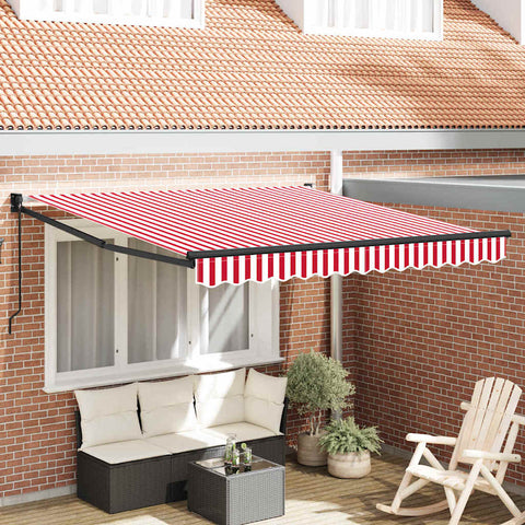 Tenda Retrattile Rosso e bianco 350 x 250 cm Tessuto
