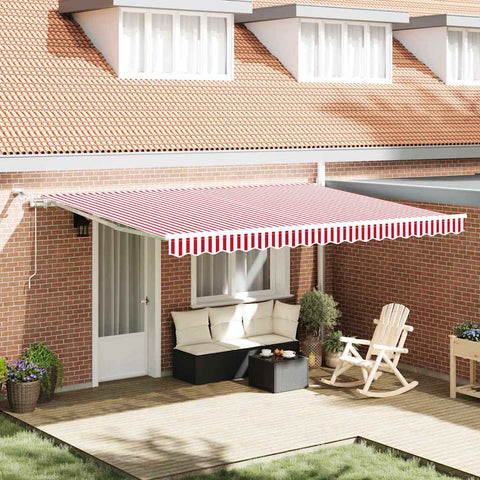 Tenda Retrattile Rosso e Bianco 450  300 cm Tessuto e Metallo