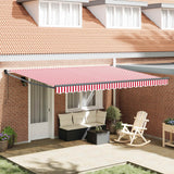 Tenda da Sole Rosso e Bianco 450  300 cm Poliestere e Metallo