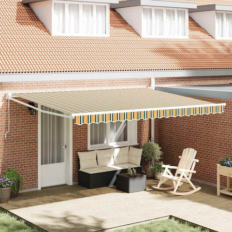 Tenda da Sole Verde e giallo 4,5  3 m Poliestere e metallo