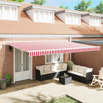 Tenda Retrattile Rosso e Bianco 500  300 cm Tessuto e Metallo