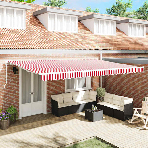Tenda Retrattile Rosso e Bianco 500  300 cm Tessuto e Metallo