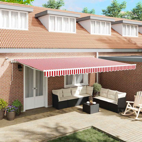 Tenda Retrattile Rosso e Bianco 500  300 cm Tessuto e Metallo