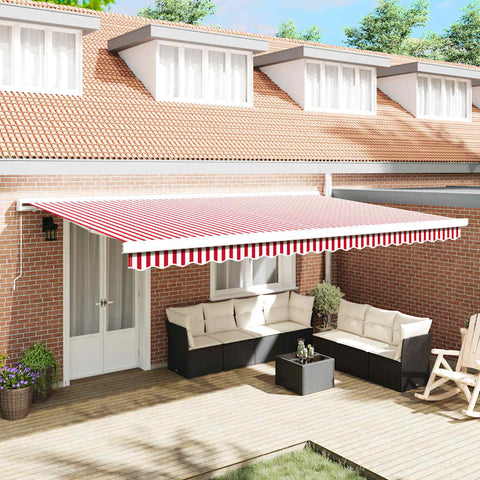 Tenda Retrattile Rosso e Bianco 500  300 cm Tessuto e Metallo