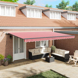 Tenda retrattile Rosso e Bianco 500  350 cm Poliestere