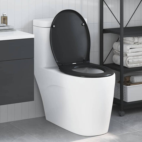 Sedile del WC con rilascio rapido Nero 44.8 x 37.3 x 4.2 cm