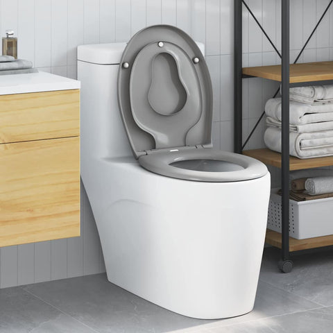 Sedile del WC con rilascio rapido Grigio 44,5 x 37,3 x 4,3 cm
