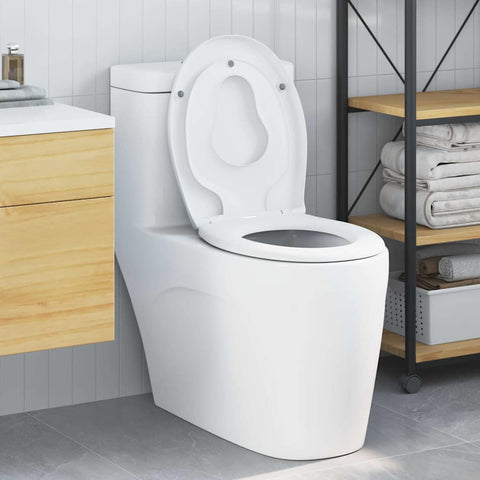 Sedile del WC con rilascio rapido Bianco 44,5 x 37,3 x 4,3 cm