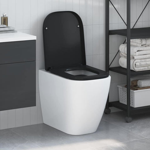 Sedile del WC con rilascio rapido Nero 44.5 x 35 x 3.6 cm