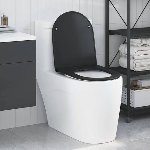 Sedile del WC con rilascio rapido Nero 44 x 36.4 x 3.4 cm