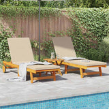 Lettino da sole 2 pcs Marrone Legno di Acacia Massello
