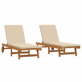 Lettino da sole 2 pcs Marrone Legno di Acacia Massello