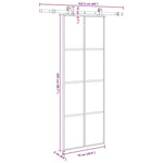 Porta Scorrevole con Ferramenta 76x205cm Vetro ESG Alluminio