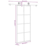 Porta Scorrevole con Ferramenta 90x205cm Vetro ESG Alluminio