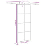 Porta Scorrevole con Ferramenta 90x205cm Vetro ESG Alluminio