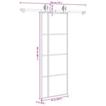 Porta Scorrevole con Ferramenta 76x205cm Vetro ESG Alluminio