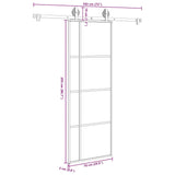 Porta Scorrevole con Ferramenta 76x205cm Vetro ESG Alluminio