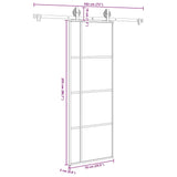 Porta Scorrevole con Ferramenta 76x205cm Vetro ESG Alluminio