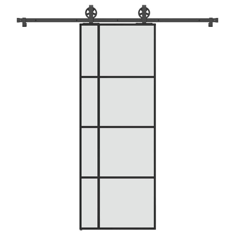 Porta Scorrevole con Ferramenta 76x205cm Vetro ESG Alluminio