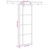 Porta Scorrevole con Ferramenta 76x205cm Vetro ESG Alluminio