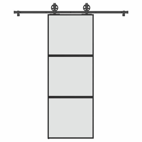 Porta Scorrevole Ferramenta 76x205 cm Vetro Temperato Alluminio