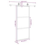 Porta Scorrevole Ferramenta 90x205 cm Vetro Temperato Alluminio