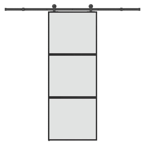 Porta Scorrevole Ferramenta 76x205 cm Vetro Temperato Alluminio