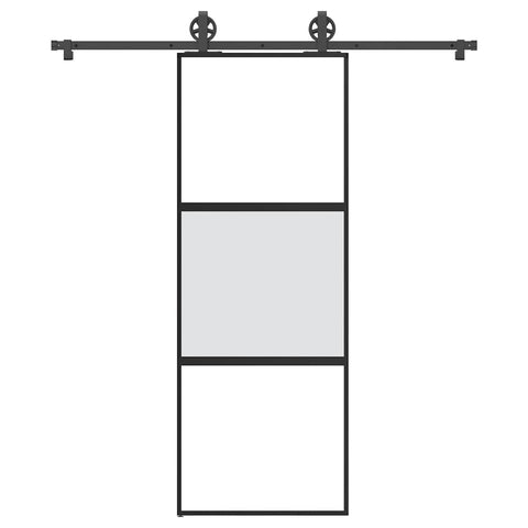 Porta Scorrevole Ferramenta 76x205 cm Vetro Temperato Alluminio