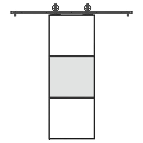 Porta Scorrevole Ferramenta 76x205 cm Vetro Temperato Alluminio