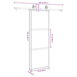 Porta Scorrevole Ferramenta 76x205 cm Vetro Temperato Alluminio