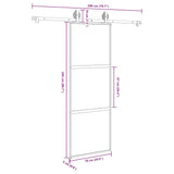 Porta Scorrevole Ferramenta 76x205 cm Vetro Temperato Alluminio