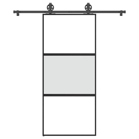 Porta Scorrevole Ferramenta 90x205 cm Vetro Temperato Alluminio