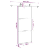 Porta Scorrevole Ferramenta 90x205 cm Vetro Temperato Alluminio