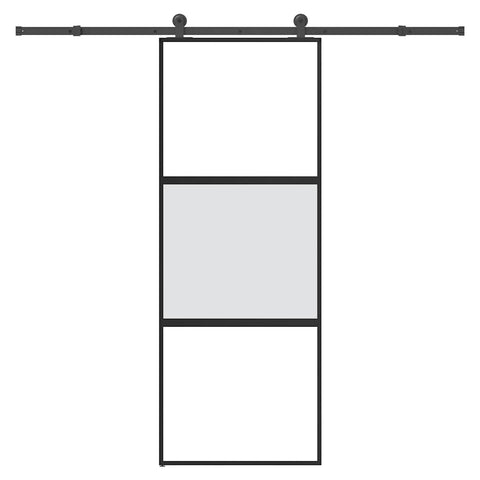 Porta Scorrevole Ferramenta 76x205 cm Vetro Temperato Alluminio