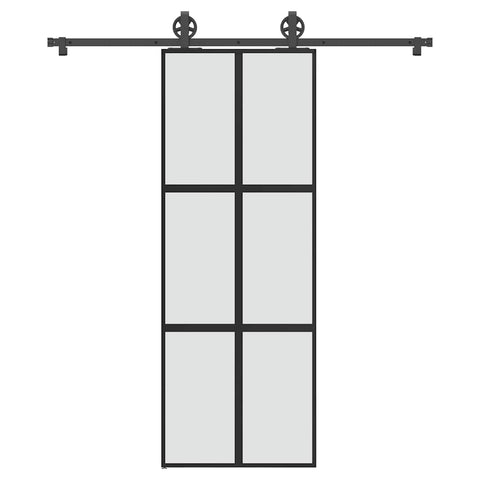 Porta Scorrevole Ferramenta 76x205 cm Vetro Temperato Alluminio