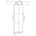 Porta Scorrevole Ferramenta 76x205 cm Vetro Temperato Alluminio