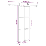 Porta Scorrevole Ferramenta 76x205 cm Vetro Temperato Alluminio