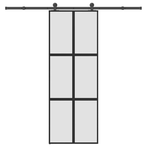 Porta Scorrevole Ferramenta 76x205 cm Vetro Temperato Alluminio