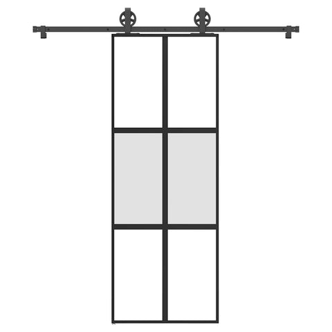 Porta Scorrevole Ferramenta 76x205 cm Vetro Temperato Alluminio