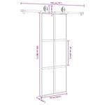 Porta Scorrevole Ferramenta 76x205 cm Vetro Temperato Alluminio