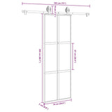 Porta Scorrevole Ferramenta 76x205 cm Vetro Temperato Alluminio