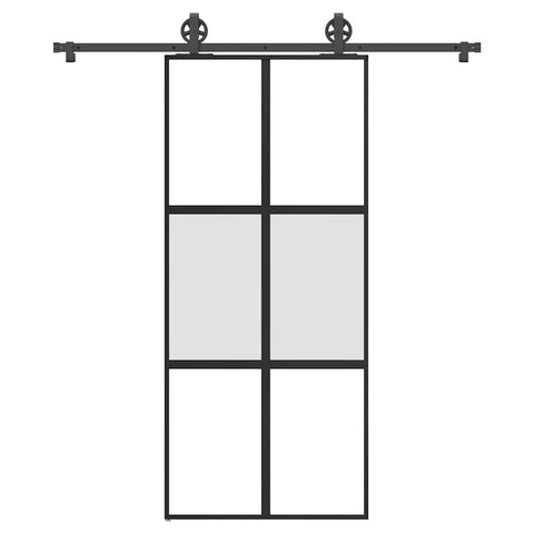 Porta Scorrevole Ferramenta 90x205 cm Vetro Temperato Alluminio