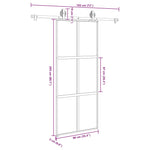 Porta Scorrevole Ferramenta 90x205 cm Vetro Temperato Alluminio